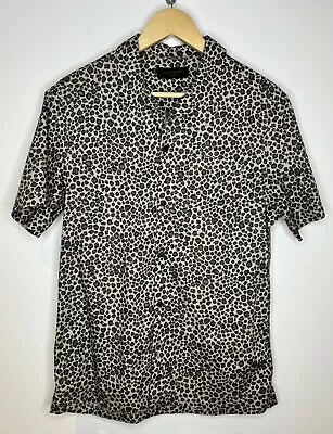 Allsaints “APEX” Short Sleeve Shirt Floral Leopard Hawaiian 100% Cotton Medium • £34.99