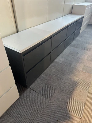 $149 • Buy 2Dr 30 W Lateral File Cabinet In Gray Metal Finish W/ White Laminate Top