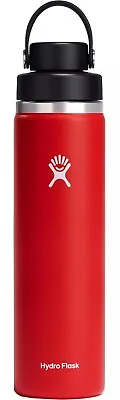 Hydro Flask 24 Oz  Red Water Bottle Wide Mouth With Flex Chug Cap • $25