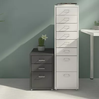 Office Home Metal Filing Cabinet Cupboard On Castors Cabinet 3-10 Drawer Storage • £49.95