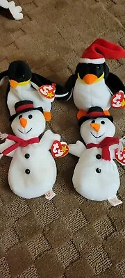 Lot Of 4 Vintage Retired Beanie Babies- 2 Snowball 1 Zero (stamp 602) & Waddle • $5