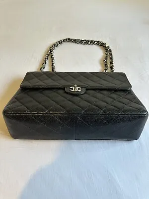 Chanel Classic Black Caviar Jumbo Single Flap • £3499