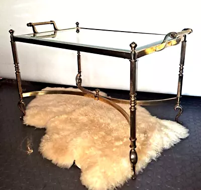 Brass & Glass Top Regency Style Coffee Cocktail Butler Table LaBarge Style • $399