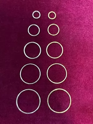 5 Sizes - Solid Metal Hoop Rings - Silver And Gold Metal Rings Metal Hoops • £0.99