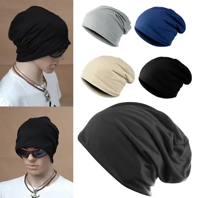 Women Men Beanie Cap Cotton Blended Winter Warm Hat Casual Cycling Slouch Hat • £3.59