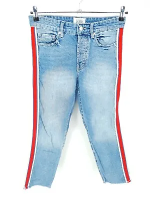 $12.99 • Buy Zara Authentic TRF Jeans Womens 6 High Rise Striped Blue Red