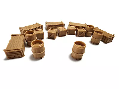 Miniature Wooden Crates/Barrels Scatter (15pc) Scaled In 28mm RPG Tabletop D&D • $14.99