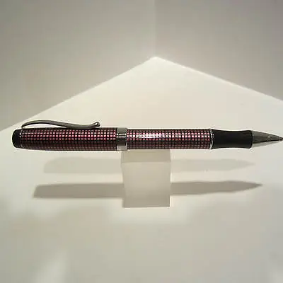 Terzetti  Checker  Metal Ballpoint Pen- Mauve/black Chrome Trim-velvet Pouch • $6.28