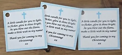 £1.50 • Buy CHRISTENING / BAPTISM CANDLE FAVOURS GUEST LABELS ** TAGS  -Can Be Personalised 