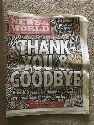The News Of The World Newspaper Final Edition Thank You & Goodbye July 10th 2011 • £2.40