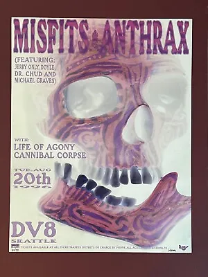 Misfits & Anthrax Poster By Kozik 1996 DV8 In Seattle NM Signed & Numbered • $85