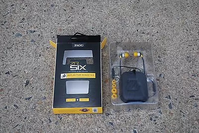 Zagg Zr Six Earbuds Reflective Acoustics Black & Yellow W/ Mic/remote & Pouch  • $20