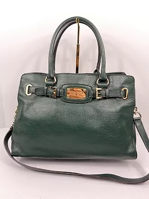 Michael Kors Large HAMILTON Tote Green Pebbled Leather Handbag Shoulder Purse • $59.95