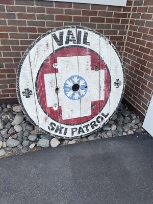 $279 • Buy Large 42” Round Wood Ski Patrol Vail Sign Vintage Repurposed Wood Hand Painted 