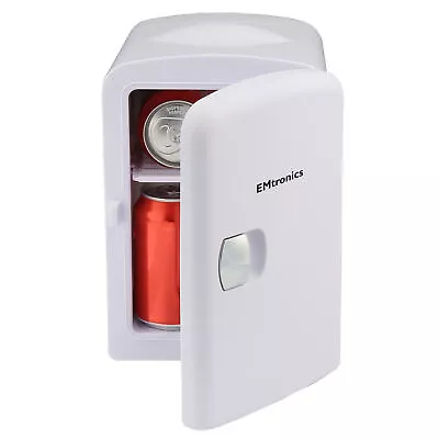 EMtronics 4L Compact Mini Cooler Fridge With 12V Adapter - White • £28.99