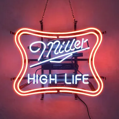 Miller HIGH LIFE Beer 17 X14  Neon Sign Light Bar Pub Wall Hanging Decoration • $122.49