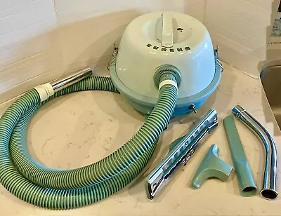 Vintage 1960’s Eureka Cordaway Canister Vacuum Cleaner Model 555B Blue/Teal GUC • $99.99