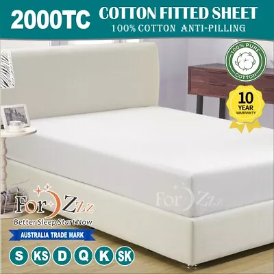 2000TC Extra Deep 100% Egyptian Cotton Fitted Sheet Single D Queen King Size Bed • $32.79