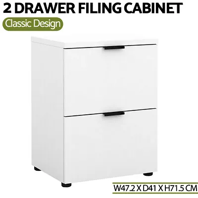 Rico Filing Cabinet Files Storage Office Shelves File Organise White 2 Drawer • $116.99