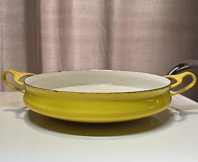 MCM Vintage Dansk 10  Yellow Enamel Paella Pan Kobenstyle Serving Dish Casserole • $14