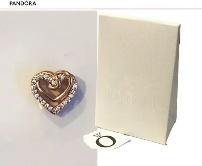 Pandora Rose Sparkling Entwined Hearts Charm (789270C01) 14k RGP & CZ - Rrp $99 • $43