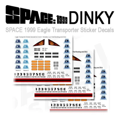 $18.32 • Buy SPACE 1999 EAGLE - DINKY TRANSPORTER - 3 X STICKER DECAL SET - DINKY MODELS