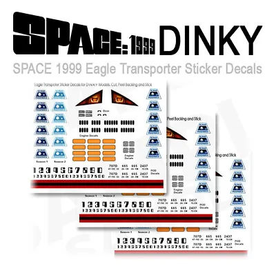 SPACE 1999 EAGLE - DINKY TRANSPORTER - 3 X STICKER DECAL SET - DINKY MODELS • $20.25