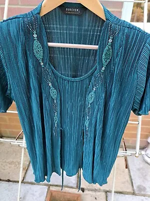 £11.50 • Buy FOREVER By MICHAEL GOLD Green Evening Top Size L (16/18)