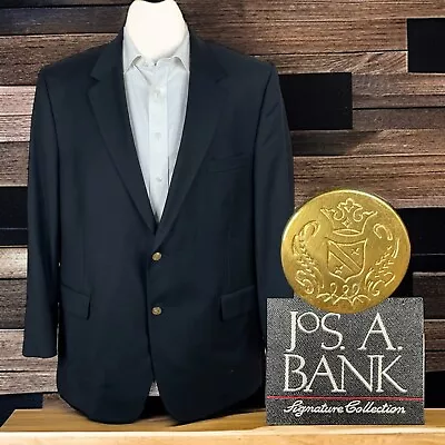 Jos A Bank Signature Blazer Mens 48R Navy Gold Buttons Wool Classic • $59.40