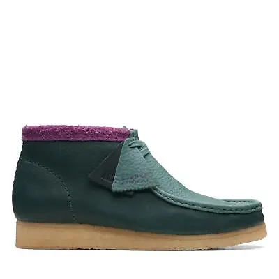 Clarks Originals Mens Wallabee Moccasin Boot Green Leather Casual  Boots Shoes • $69.99