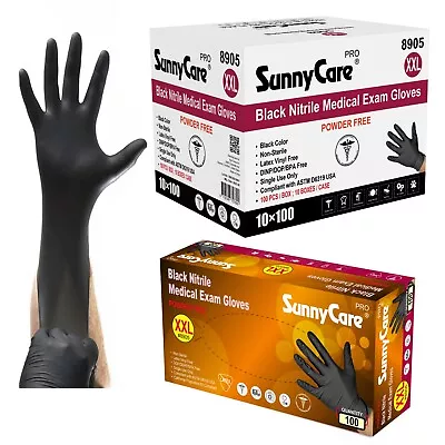 900/case #8905 SunnyCare 5Mil Black Nitrile Exam Gloves (Non Vinyl Latex)   XXL • $65