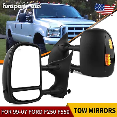Tow Mirrors For 1999-2007 Ford F250 F350 F450 Super Duty LED Signal Power Heated • $105.99