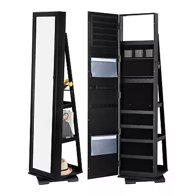 Rotating Jewelry Armoire W/Higher Full Length Mirror Standing Cabinet Organizer • $199.99