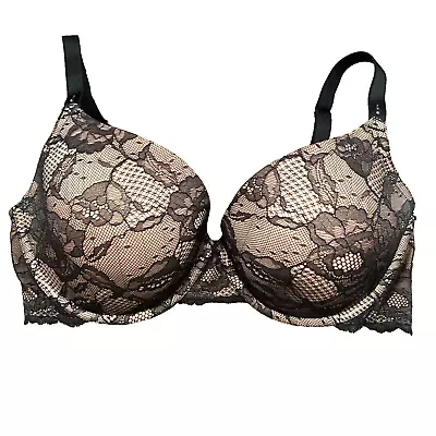 Victoria's Secret Bio Fit Demi Uplift Bra Black 36DD Floral Underwire Adjustable • $10.98