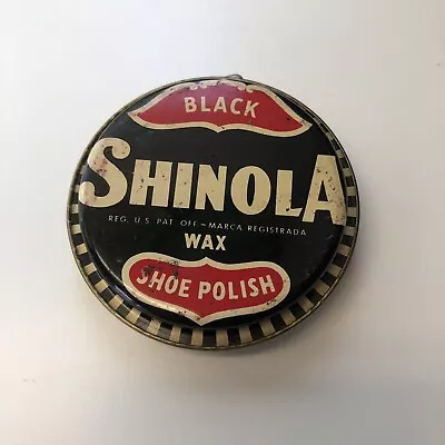  Vtg Round  Advertising Tin  Shinola  Wax Shoe Polish Best Foods Black 1 1/2 Oz • $9.99