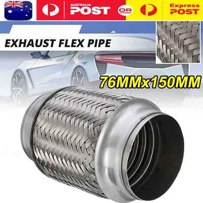3  INCH ID X 6  INCH Long Stainless Steel Exhaust Flex Joint Tube Pipe Braided S • $21.58