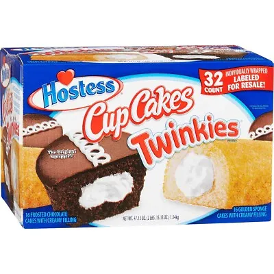 Hostess Cupcakes & Twinkies 16 Twinkies & 16 Cupcakes Wrapped 32 Total • $22.99