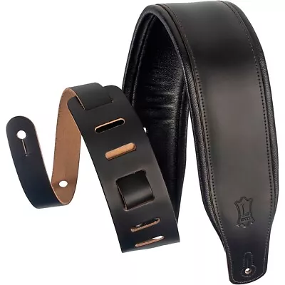 Levy's M26PD 3 Inch Wide Top Grain Leather Guitar Straps Black • $24.95