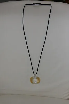 Vintage Venetian Murano Glass Necklace Pendant 2  Clear And Gold • $24.99