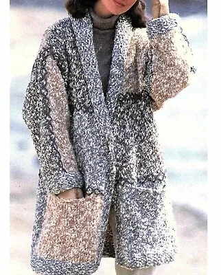 Ladies Easy Chunky Jacket/Cardigan/ Sizes 34-44 Knitting Pattern  (956) • £1.95