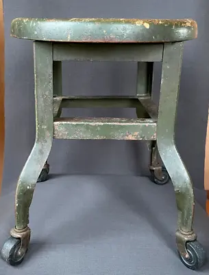 Vintage Industrial Low Stool With Casters • $125