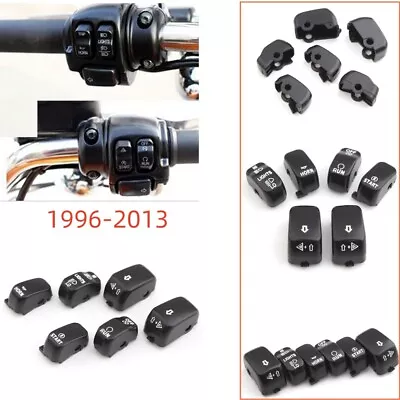 6x Black Hand Control Switch Housing Button Cap Kit For Harley Softail 1996-2013 • $15.99