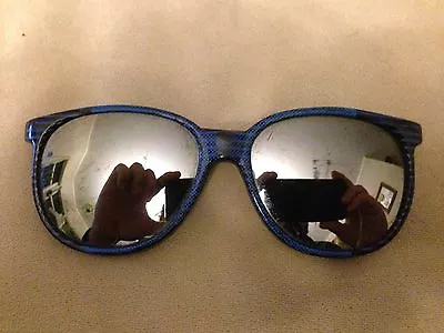 Vintage Child's Uni-sex I Ski Sunglasses Made In Japan Sail Blue Mirrored Lenses • $14.95