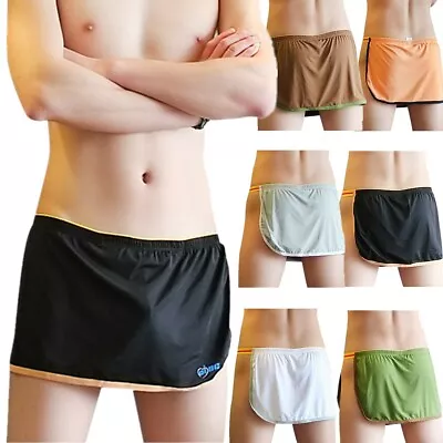 Mens Sexy Side Split Skirt Shorts Seperate Pouch Lounge Pajama Pants Home Shorts • $10.29