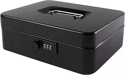 Large Cash Box With Combination Lock Safe Metal Money Box With Money Tray  • $25.54