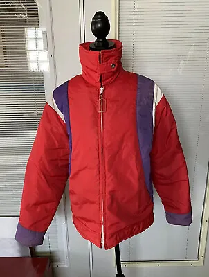 Rare 60’s-70’s Vtg Warm Color Block Duck & Waterfowl Down Jacket Coat L Ski Snow • $75