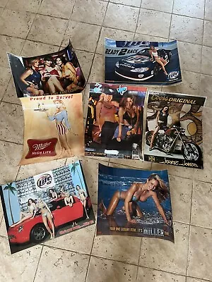 Vintage 2000 Miller Lite Coors Beer Babes Sexy Girl Man Cave Garage Poster Lot • $15.50