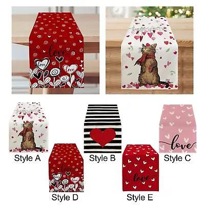 Valentine's Day Table Cloth Dining Table Decoration 13x72 Inch Wear-Resistant • £8.06