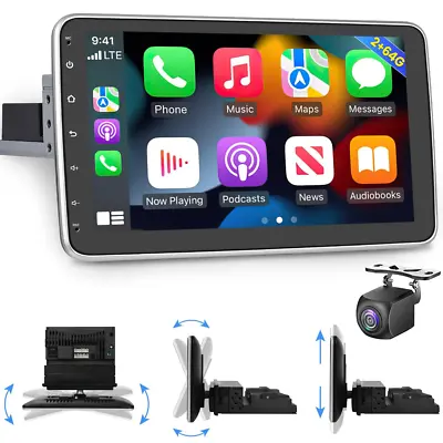 Single DIN Android 13 Car Stereo 10.1  HeadUnit GPS Radio Apple CarPlay+CAMERA • £98.69
