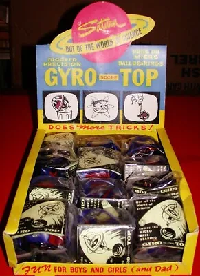 Vintage 1950's Gyro Scope Top STORE COUNTER DISPLAY Of 12 Gyroscope MINT STOCK ! • $195
